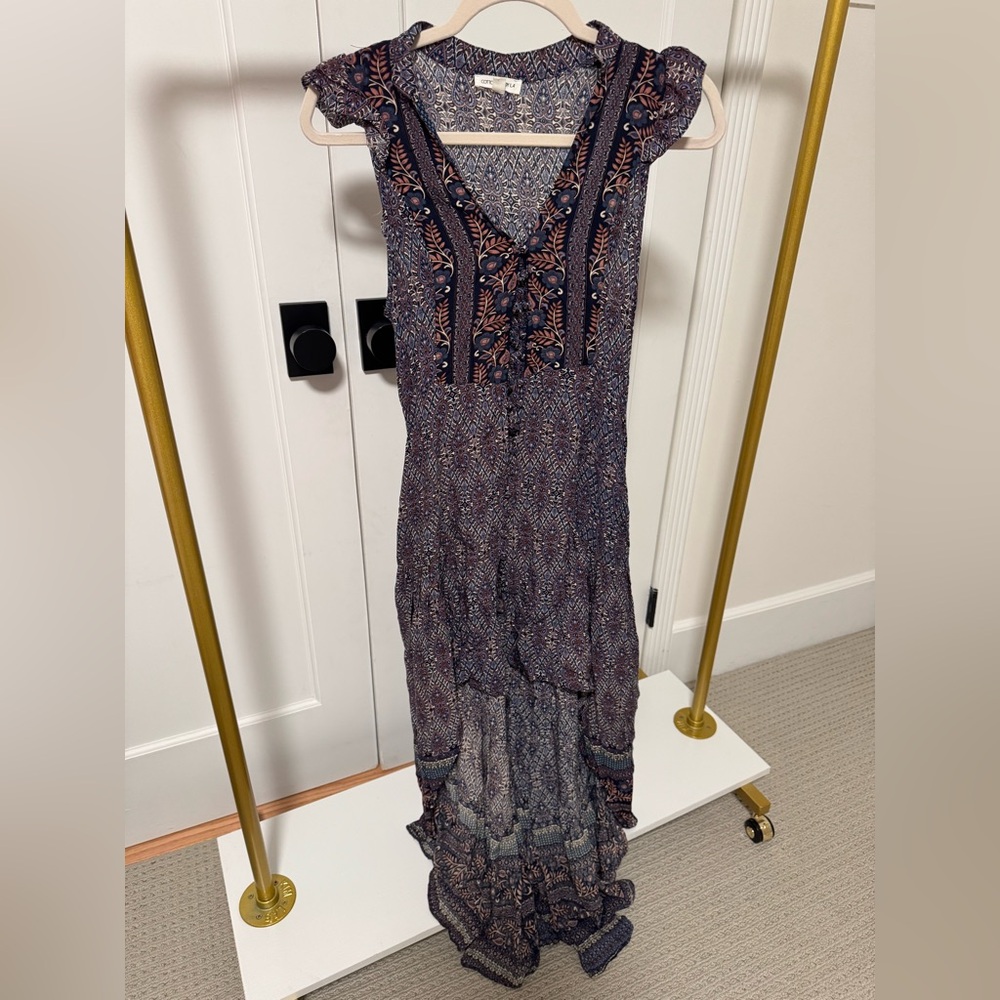 Elegant Navy Patterned Dress